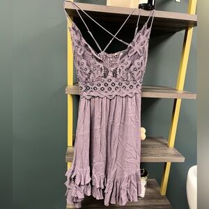 Free People Mini Dress Adella Short Slip Lace V neck